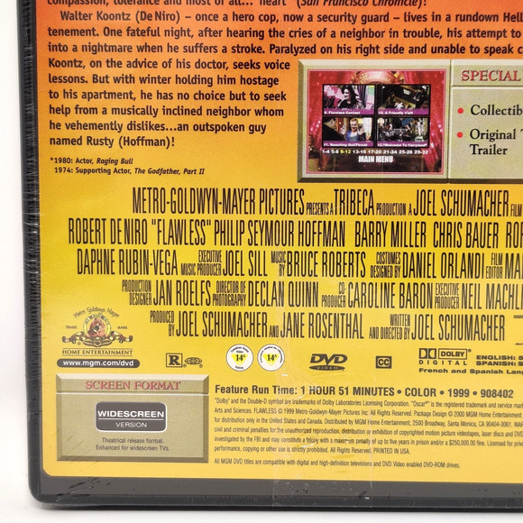 Flawless (DVD, 1999, Widescreen) Drama Di Niro Seymour Hoffman Friendship Rare - Picture 5 of 10